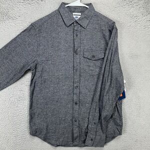 Old Navy Shirt Flannel Button Up Mens Medium Gray Regular Fit Flap Pocket NEW